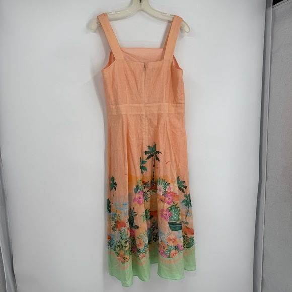 Talbots Sunset Horizon Floral Linen Maxi Dress Womens Size 8P Tropical Peach - Picture 7 of 11